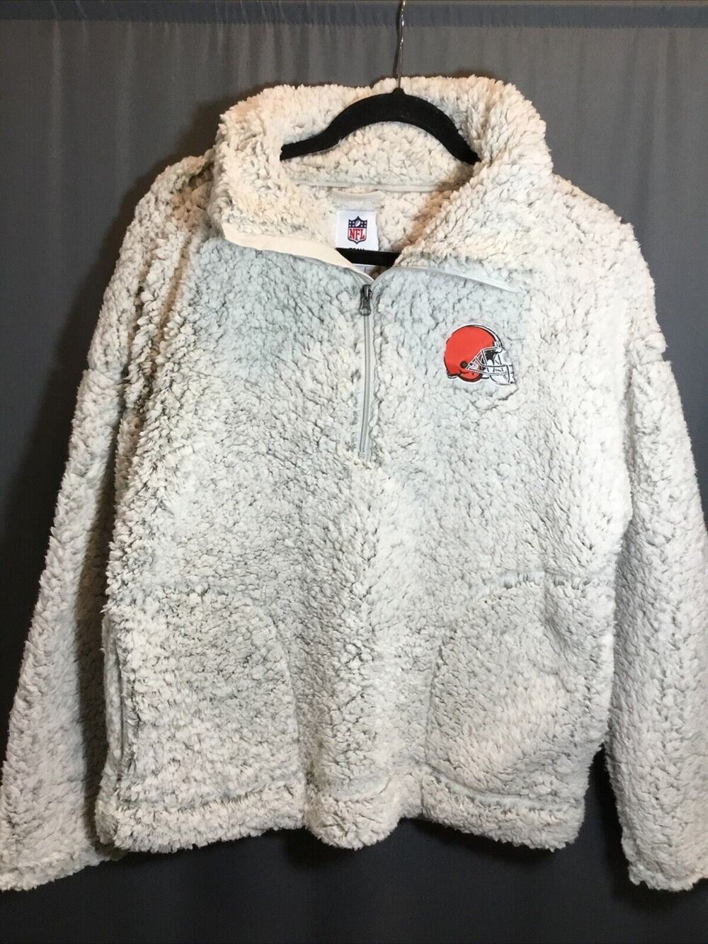 NFL Women's Cleveland Browns Sherpa Quarter-Zip Pullover Jacket Nwt